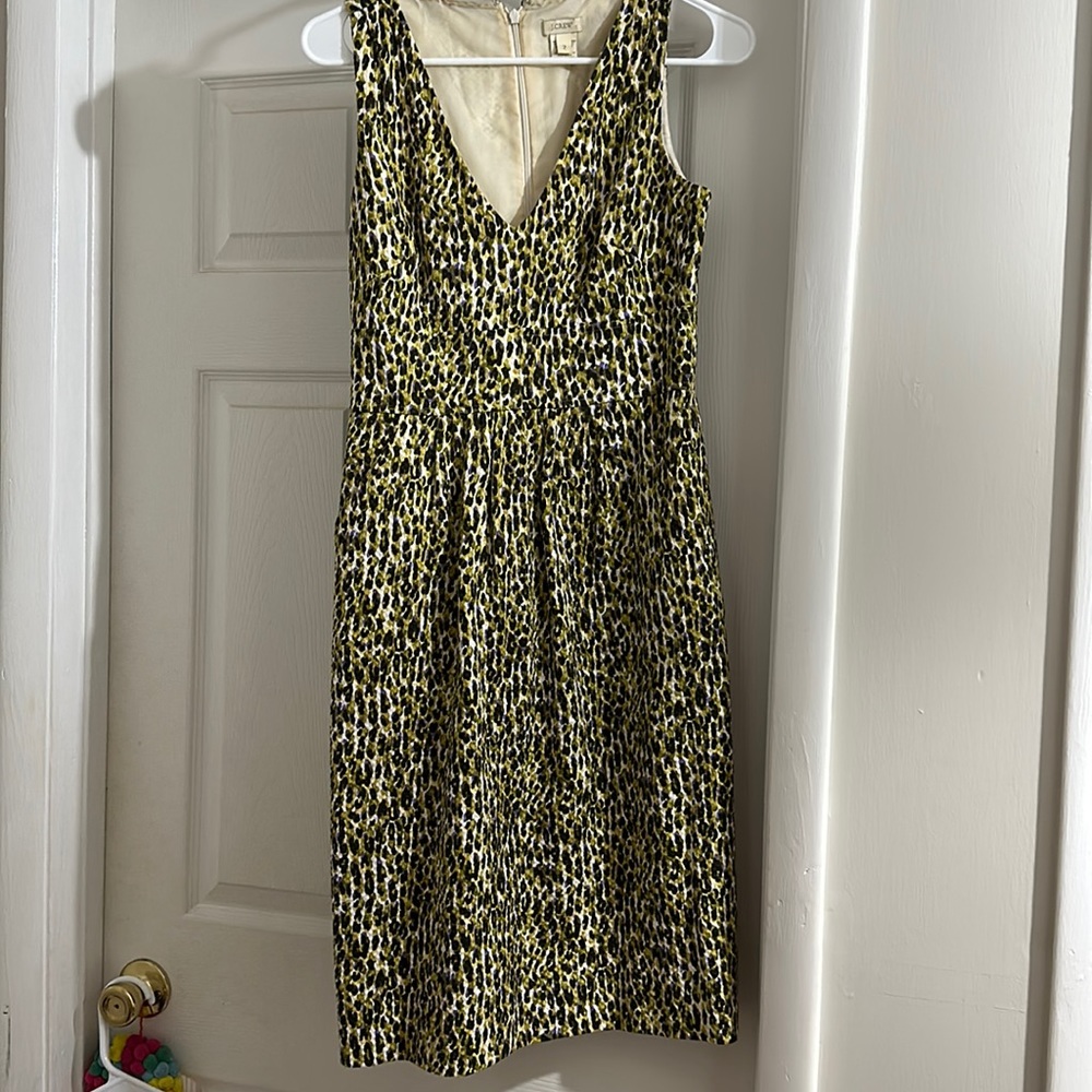 J Crew Size 2 olive and purple leopard dress